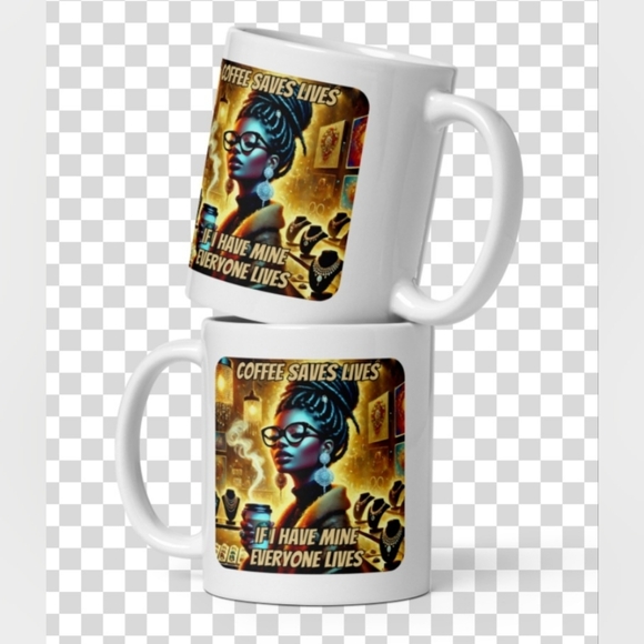 Black or White Coffee Saves Lives Design 11oz - Picture 6 of 12